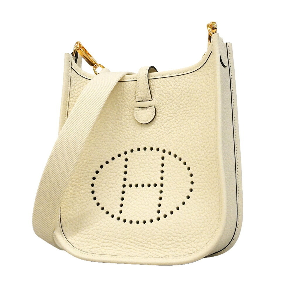 Hermes Evelyne TPM Shoulder Bag, Taurillon Clemence Leather, Cream, K Stamp, ...